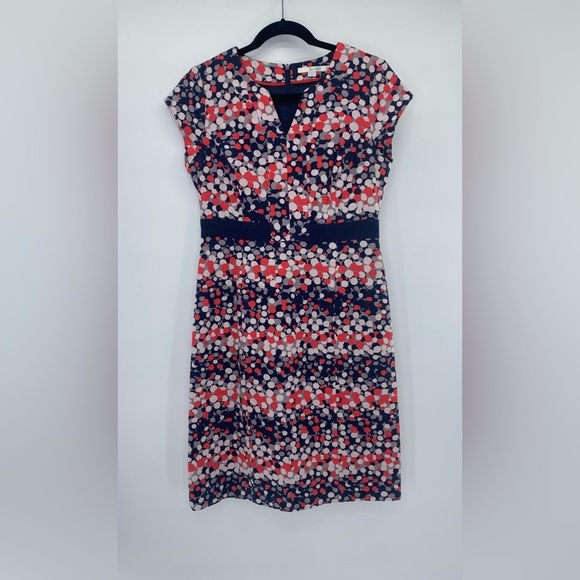 Boden blue red white dot textured dot Career Dress size 8 long - Picture 13 of 14